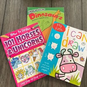 How to draw books, horses, unicorns, variety of animals and dinosaurs. Easy